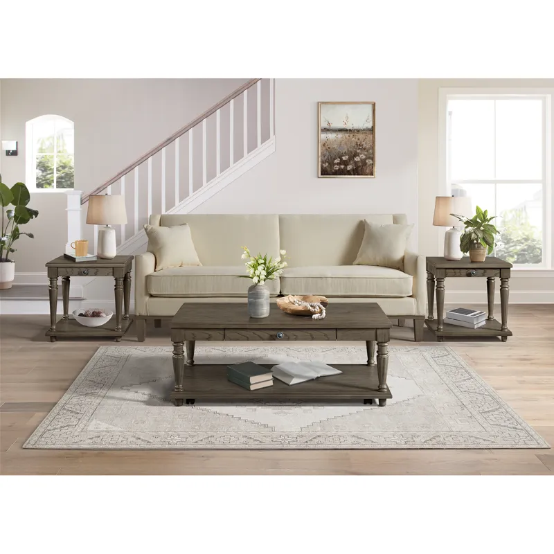 Kings Court End Table with USB in Grey