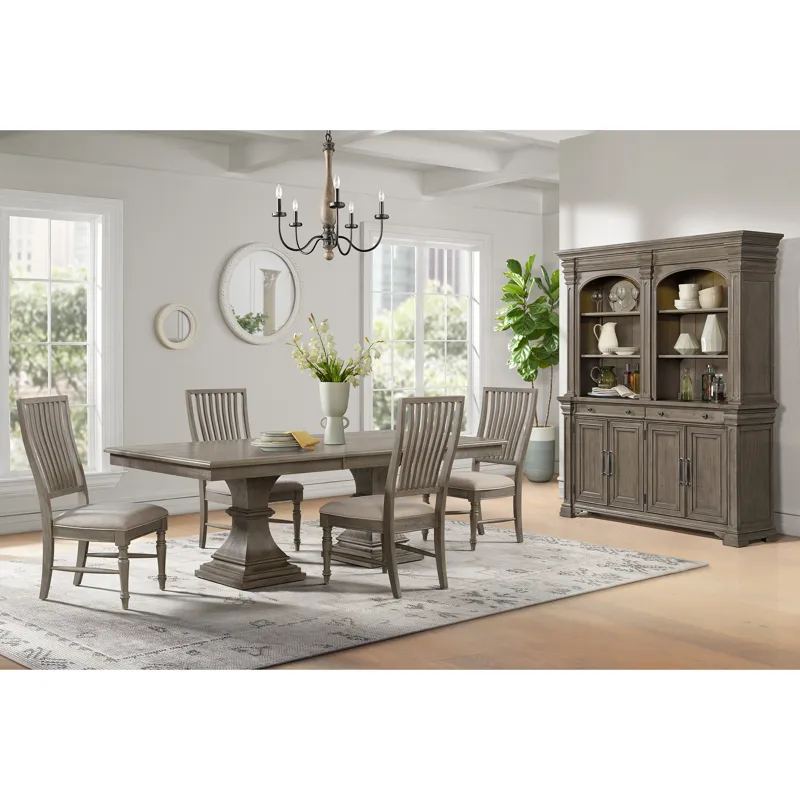 King Court Kings Court Rectangular Dining Table with 18\" Leaf in Grey