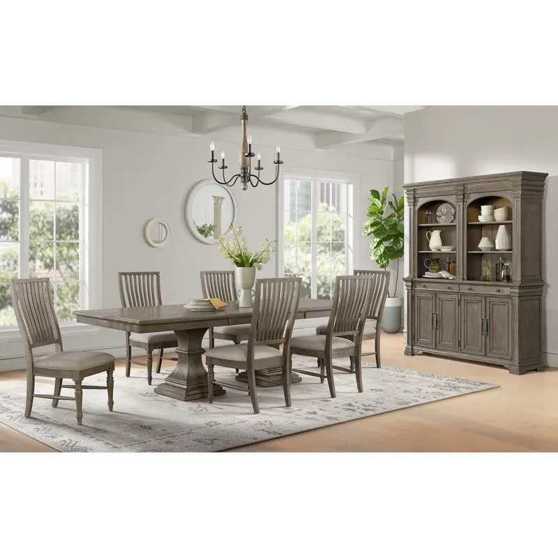 King Court Kings Court Rectangular Dining Table with 18\" Leaf in Grey