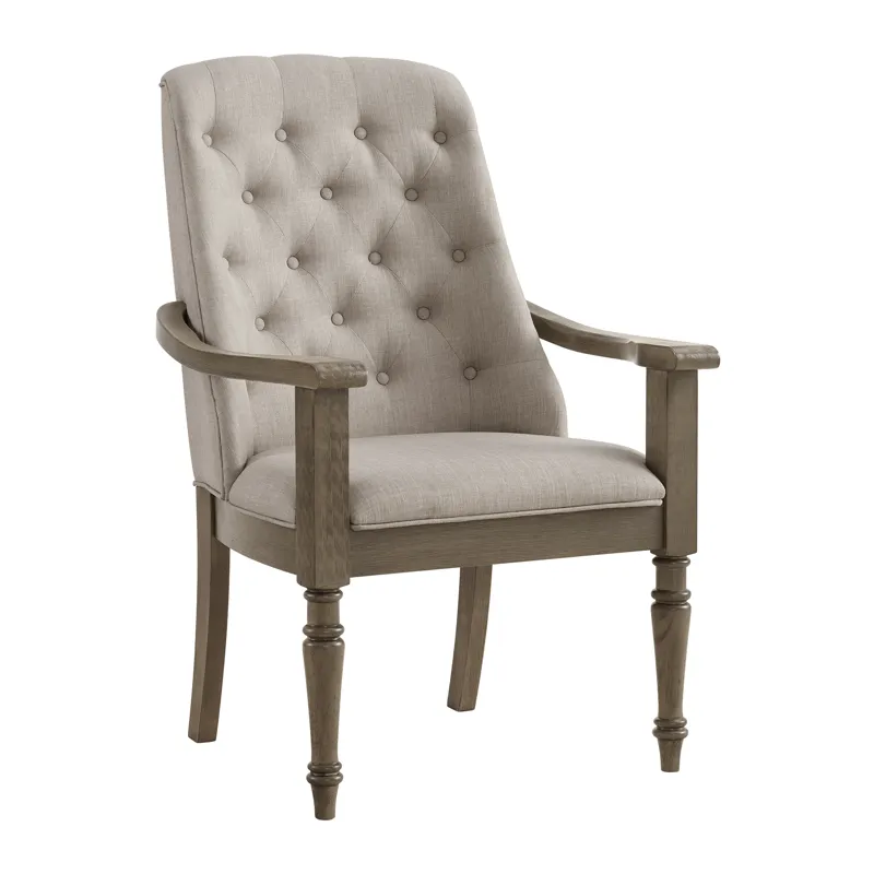 King Court Kings Court Dining Arm Chair with Taupe Fabric in Grey