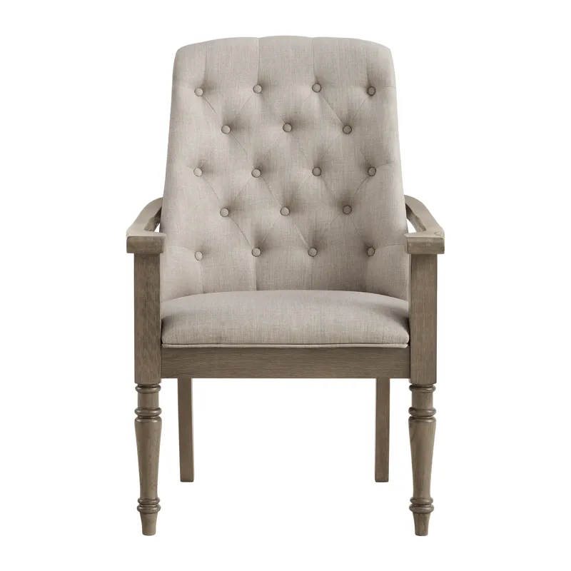 King Court Kings Court Dining Arm Chair with Taupe Fabric in Grey
