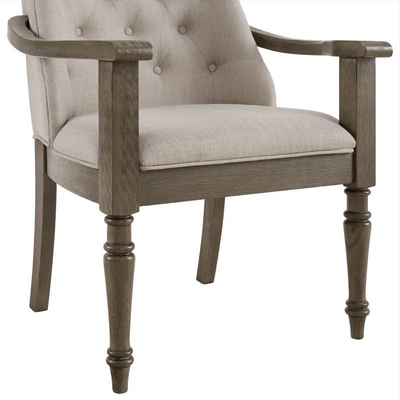 King Court Kings Court Dining Arm Chair with Taupe Fabric in Grey