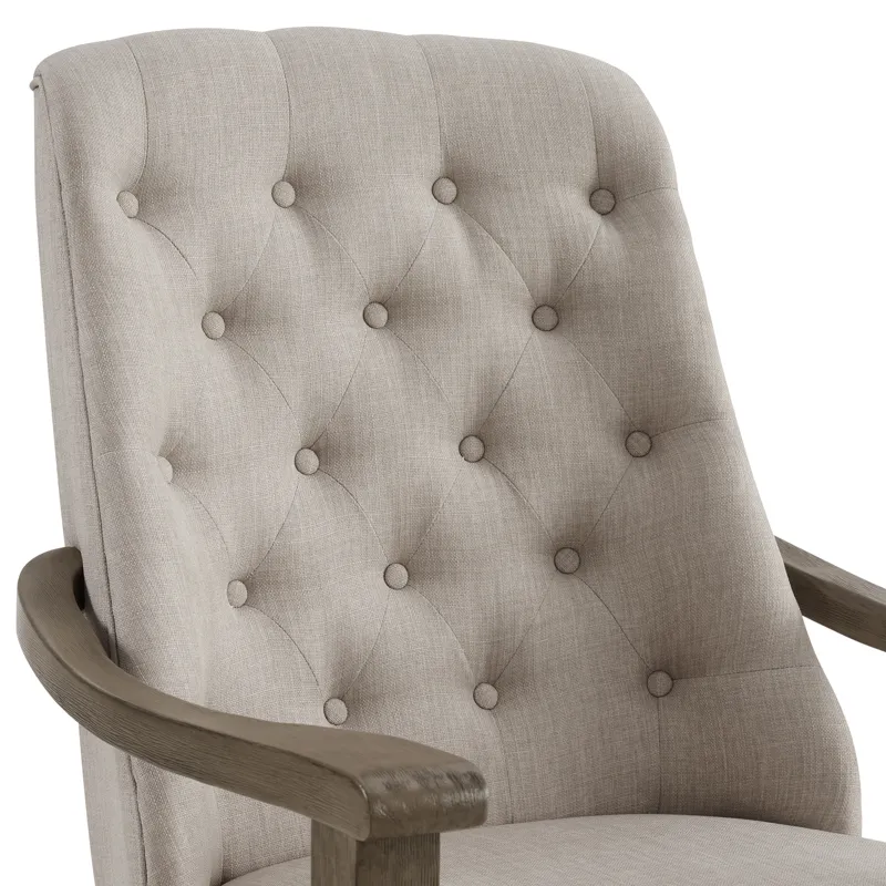 King Court Kings Court Dining Arm Chair with Taupe Fabric in Grey