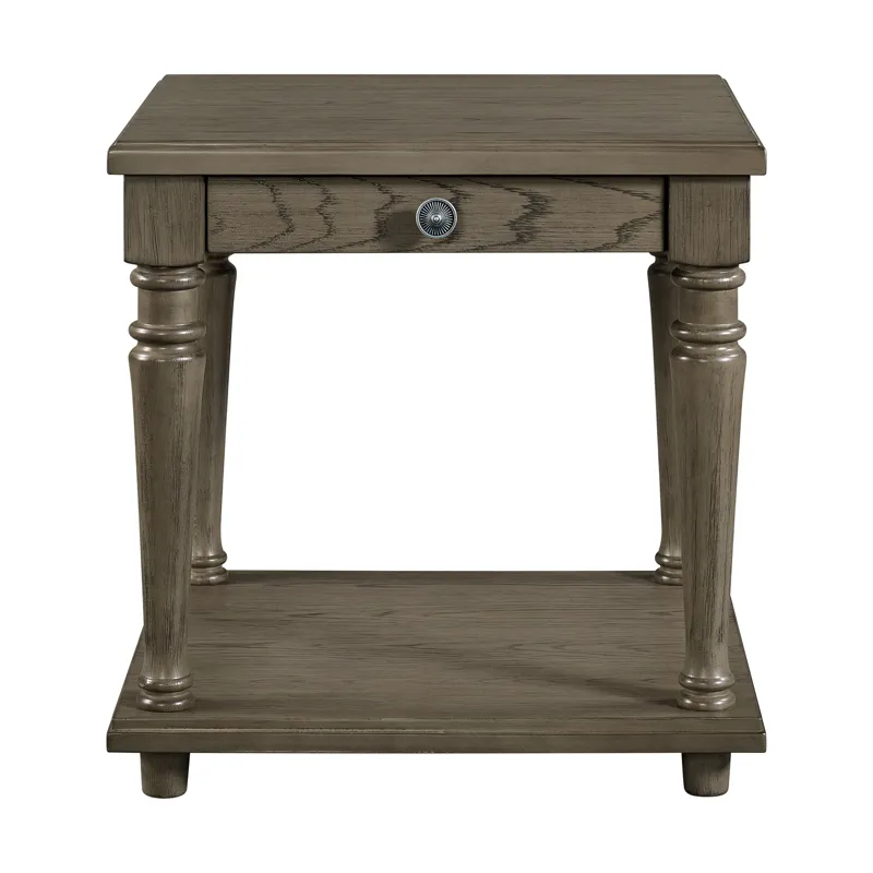 Kings Court End Table with USB in Grey