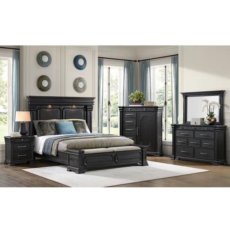 Kings Court 1 Door and 7-Drawer Chest in Black