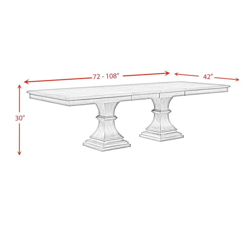King Court Kings Court Rectangular Dining Table with 18\" Leaf in Grey