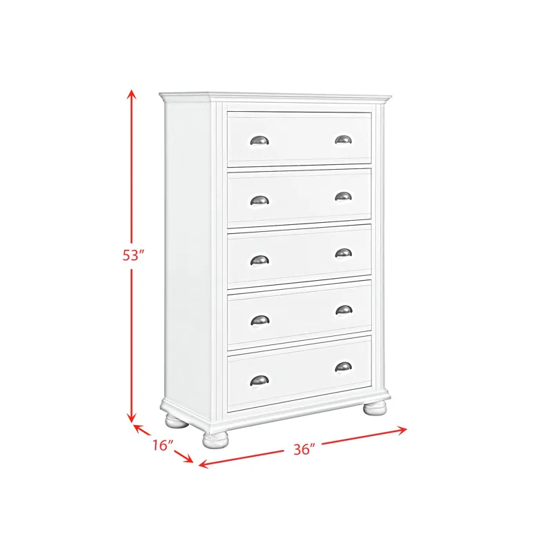 Kona 5-Drawer Chest in Grey