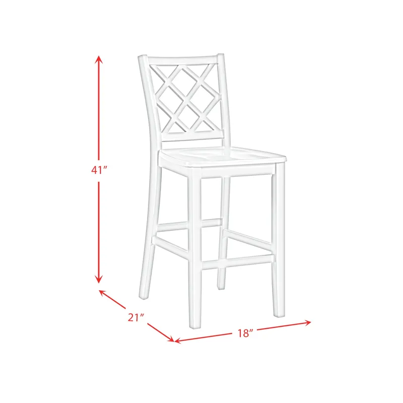 Kona Lattice Back Counter Side Chair in White (2 Per Carton)