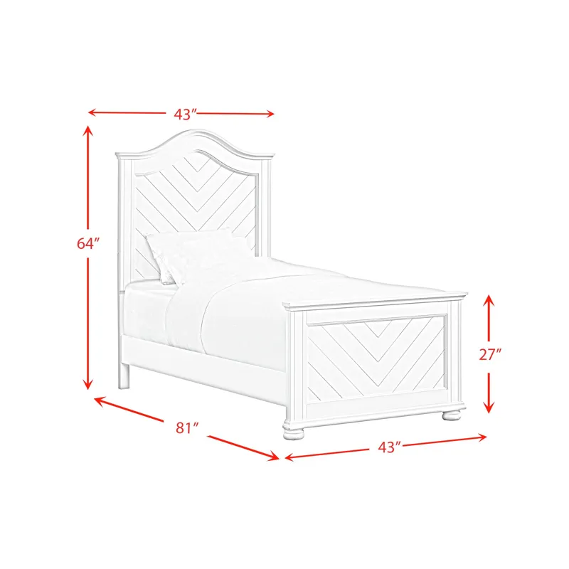 Kona Twin Panel Bed in White