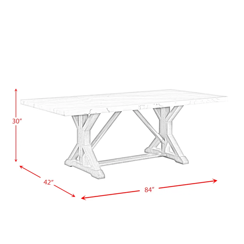Lakeview Rectangular Standard Height Dining Table in White Marble