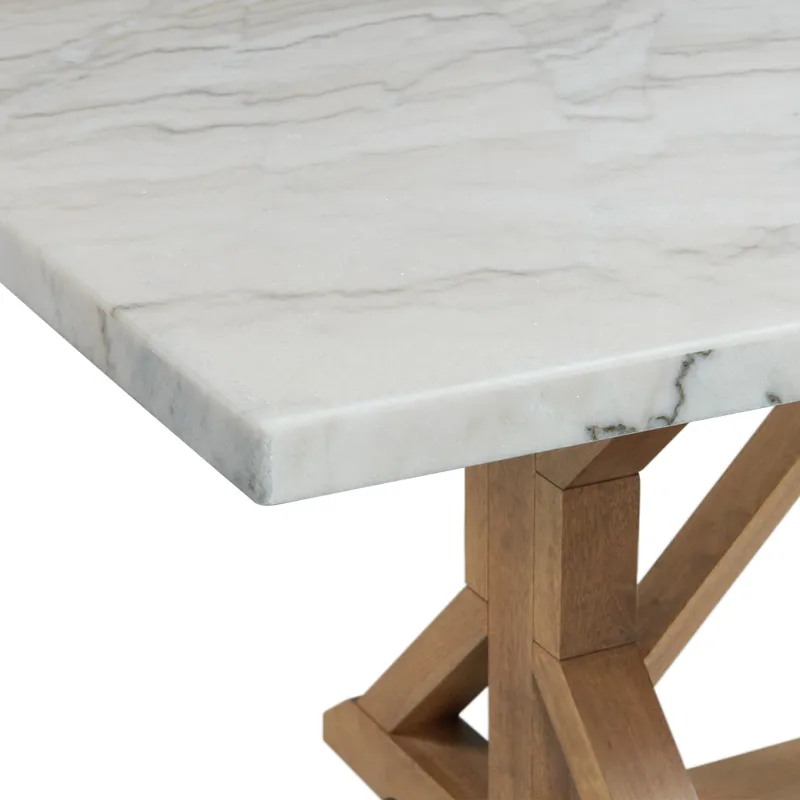 Lakeview Rectangular Standard Height Dining Table in White Marble