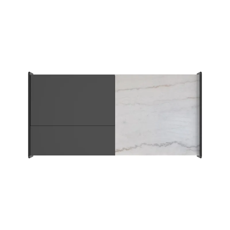 Lanette Coffee Table with White Marble and Lift-Top in Black