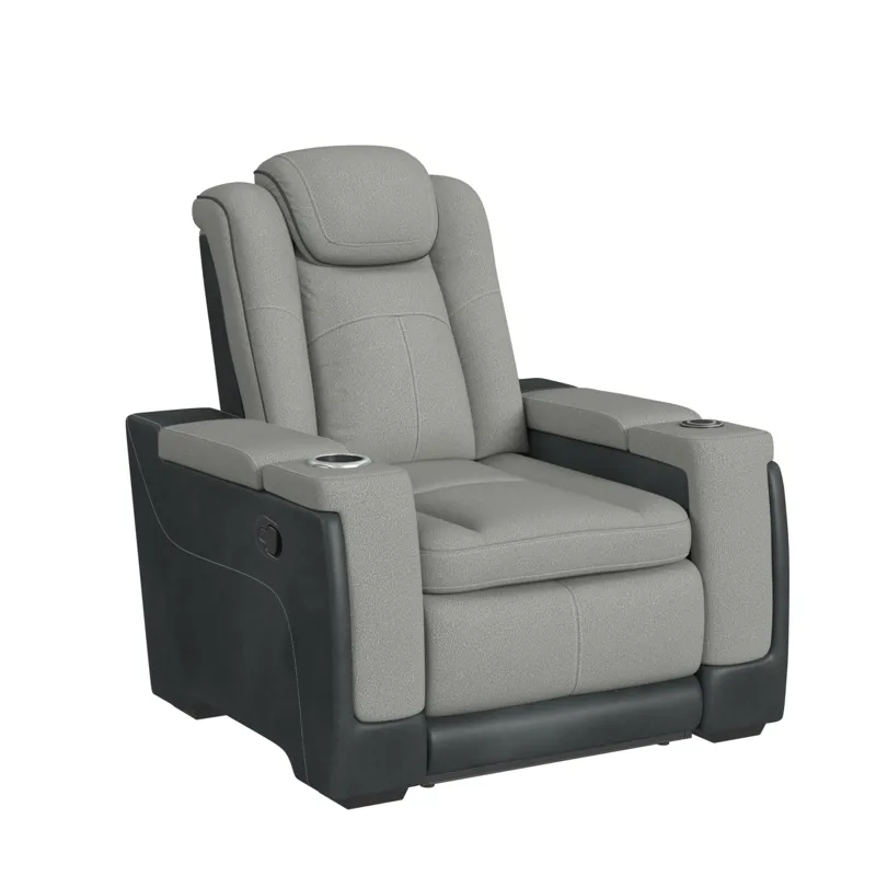 Lantana Motion Recliner with wireless charger and cup holder in Rocky Cement/Charcoal