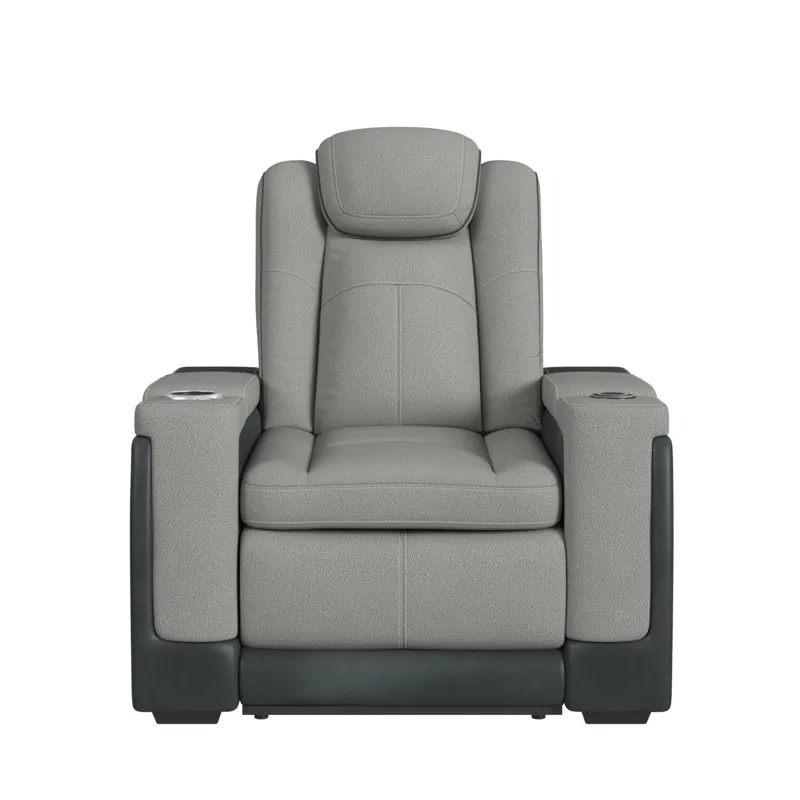 Lantana Motion Recliner with wireless charger and cup holder in Rocky Cement/Charcoal