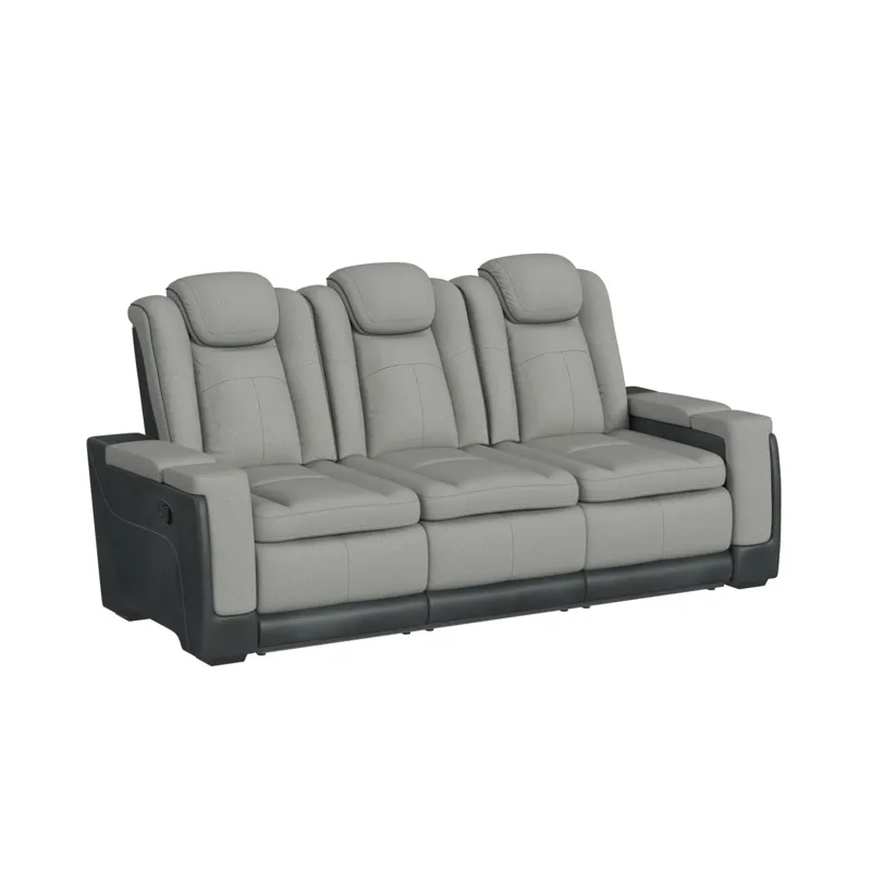 Lantana Motion Sofa with DDT, reading light and PWS in Rocky Cement/Charcoal