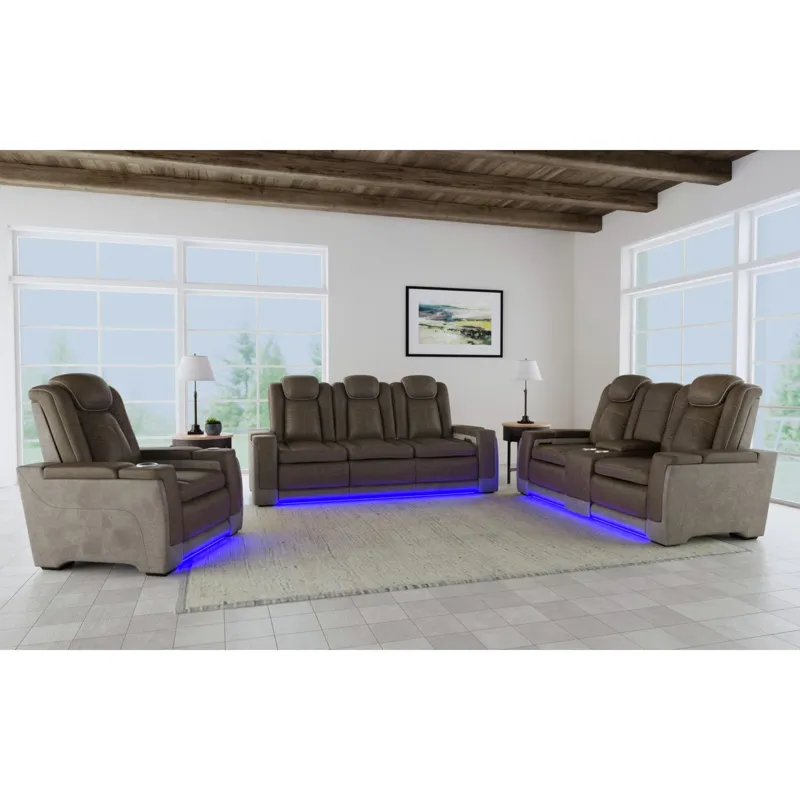 Lantana Power Motion Recliner with Power Headrest, Led, wireless charger and Cup holder in Rocky Bro