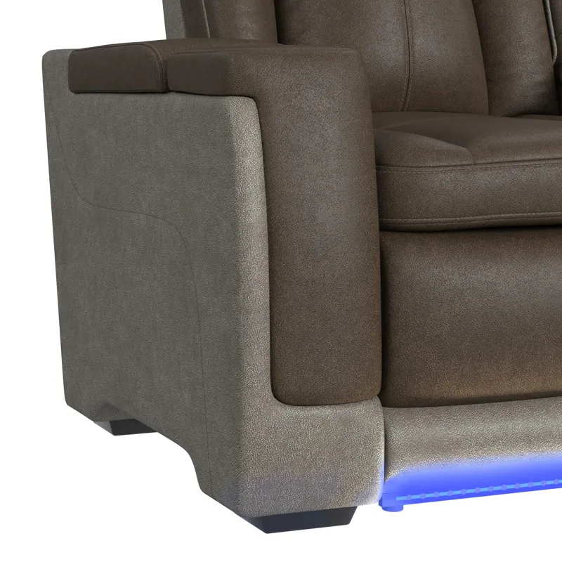 Lantana Power Motion Sofa with Power Headrest, Led, DDT, reading light and PWS in Rocky Brown/Grey