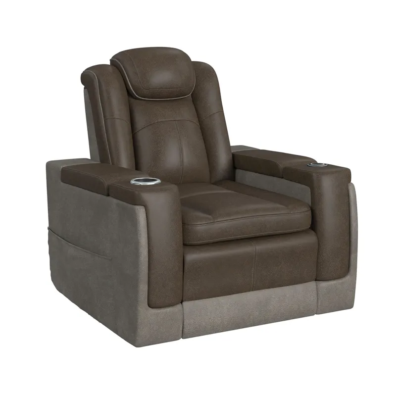 Lantana Power Motion Lift Chair with Wireless Charger and Cup Holder in Rocky Brown/Grey