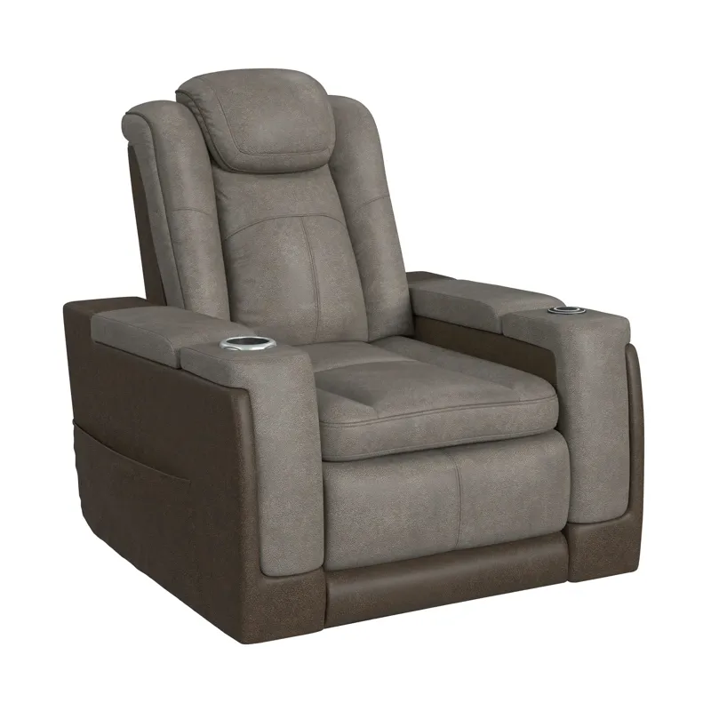 Lantana Power Motion Lift Chair with Wireless Charger and Cup Holder in Rocky Grey/Brown