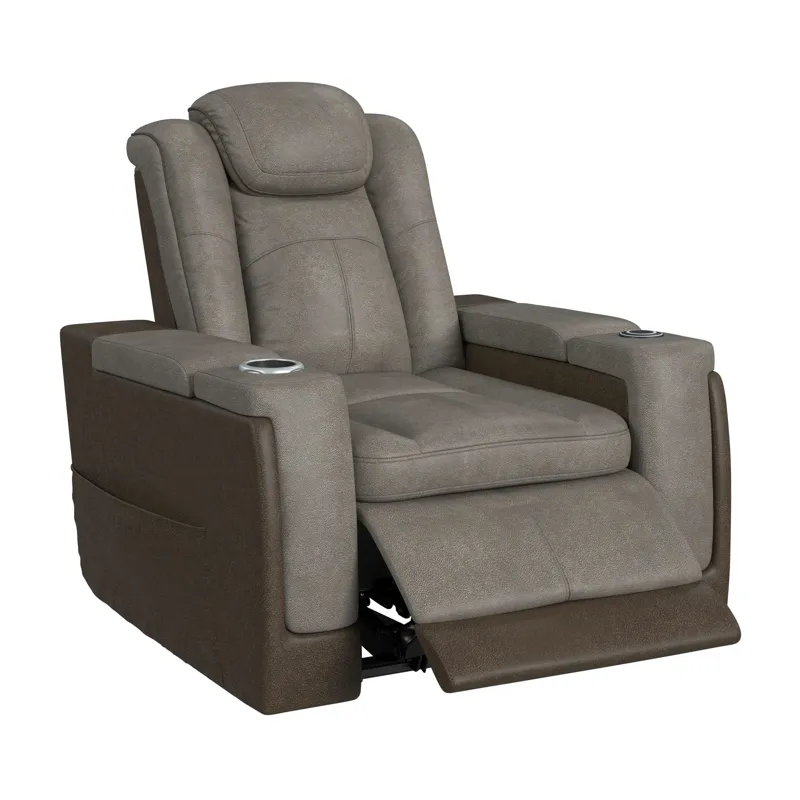 Lantana Power Motion Lift Chair with Wireless Charger and Cup Holder in Rocky Grey/Brown
