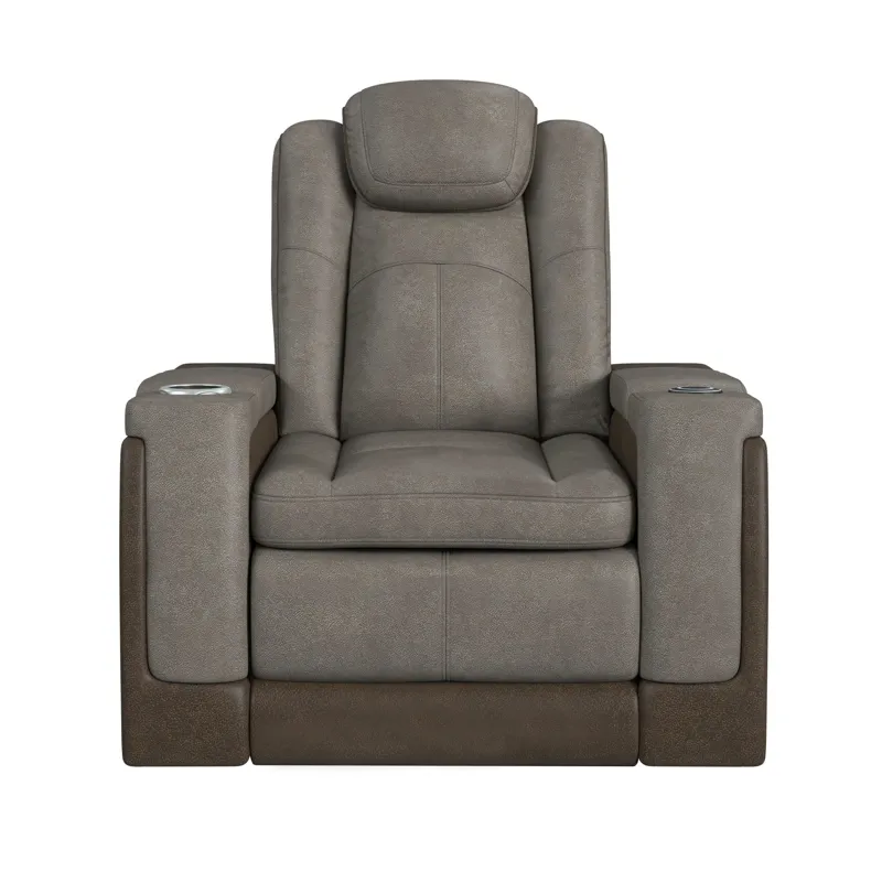 Lantana Power Motion Lift Chair with Wireless Charger and Cup Holder in Rocky Grey/Brown