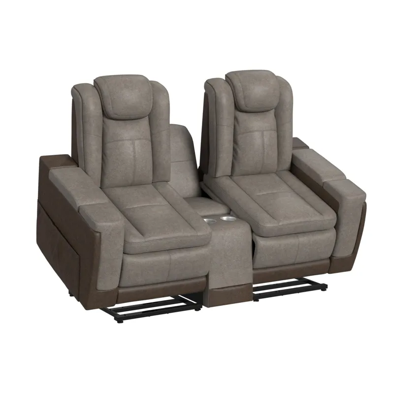 Lantana Power Motion Lift Loveseat with Console & Cup Holder in Rocky Grey/Brown