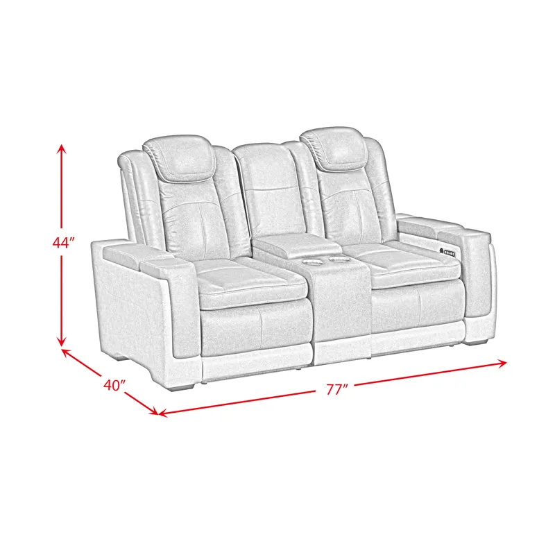 Lantana Power Motion Loveseat with Power Headrest, Led, and Console in Rocky Cement/Charcoal