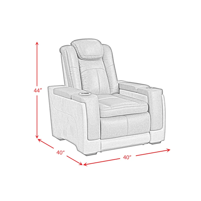 Lantana Power Motion Recliner with Power Headrest, Led, wireless charger and Cup holder in Rocky Cem