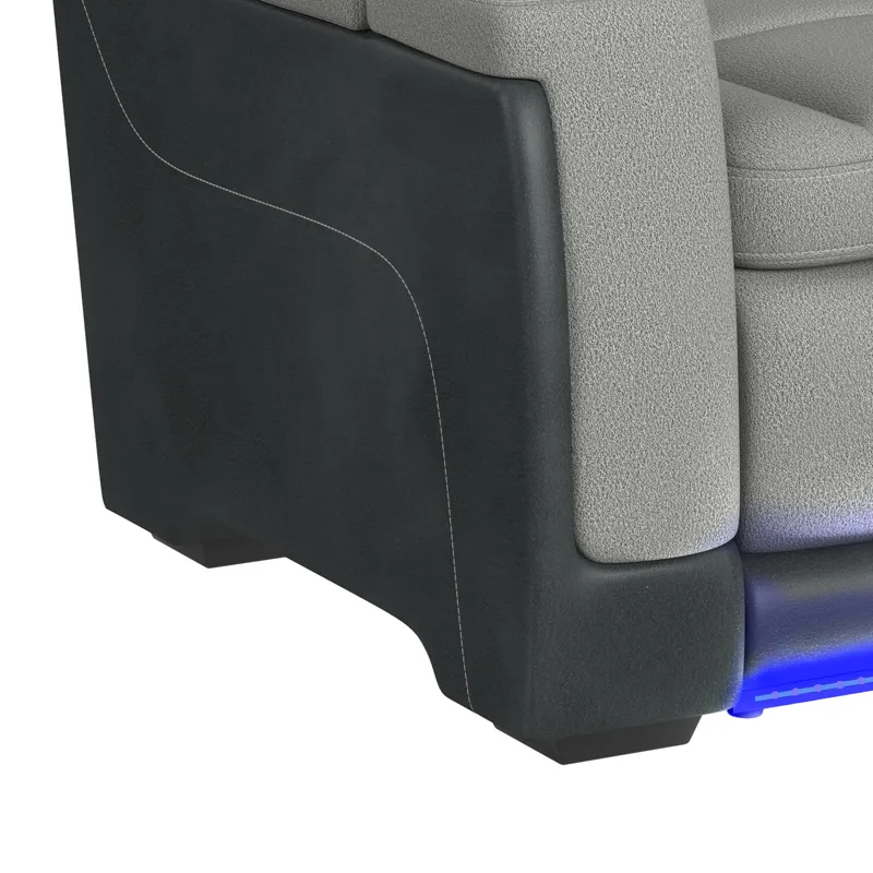 Lantana Power Motion Sofa with Power Headrest, Led, DDT, reading light and PWS in Rocky Cement/Charc