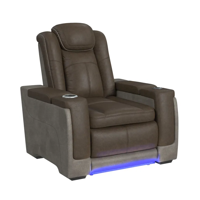 Lantana Power Motion Recliner with Power Headrest, Led, wireless charger and Cup holder in Rocky Bro
