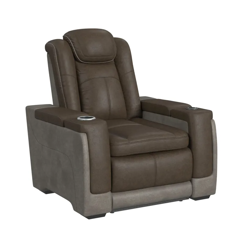 Lantana Power Motion Recliner with Power Headrest, Led, wireless charger and Cup holder in Rocky Bro