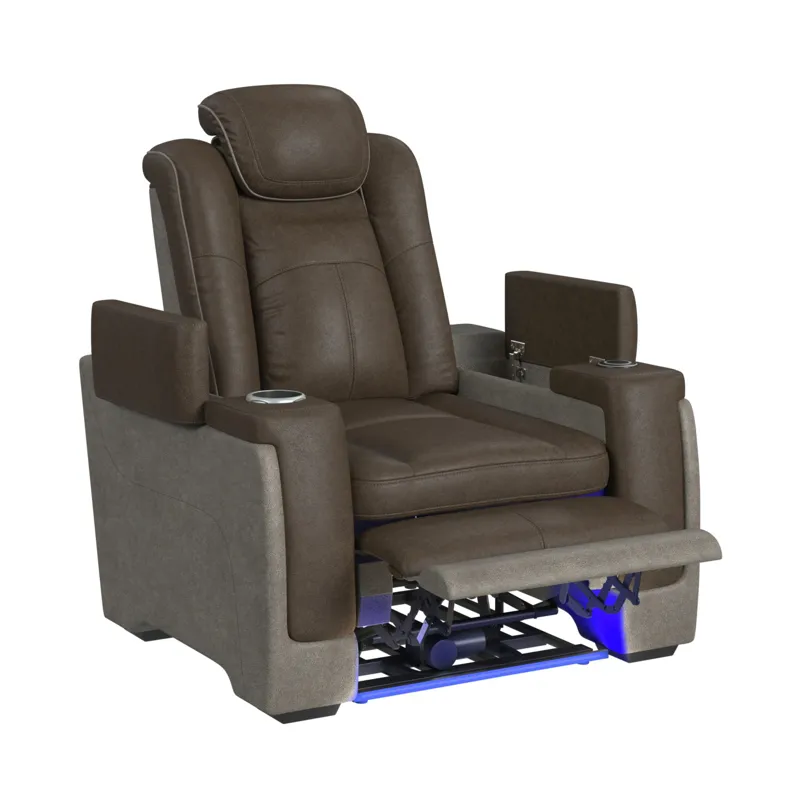Lantana Power Motion Recliner with Power Headrest, Led, wireless charger and Cup holder in Rocky Bro