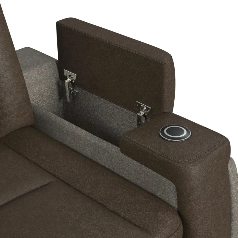 Lantana Power Motion Recliner with Power Headrest, Led, wireless charger and Cup holder in Rocky Bro