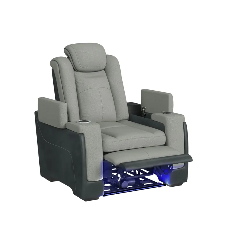 Lantana Power Motion Recliner with Power Headrest, Led, wireless charger and Cup holder in Rocky Cem