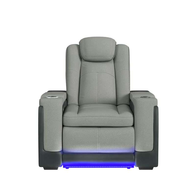 Lantana Power Motion Recliner with Power Headrest, Led, wireless charger and Cup holder in Rocky Cem
