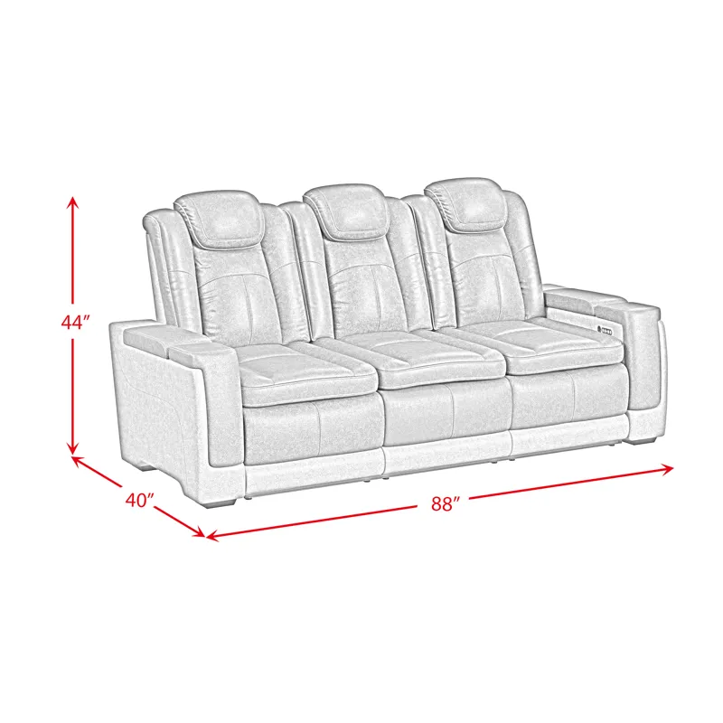 Lantana Power Motion Sofa with Power Headrest, Led, DDT, reading light and PWS in Rocky Cement/Charc