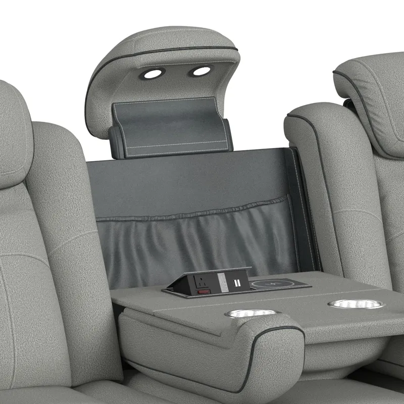 Lantana Power Motion Sofa with Power Headrest, Led, DDT, reading light and PWS in Rocky Cement/Charc