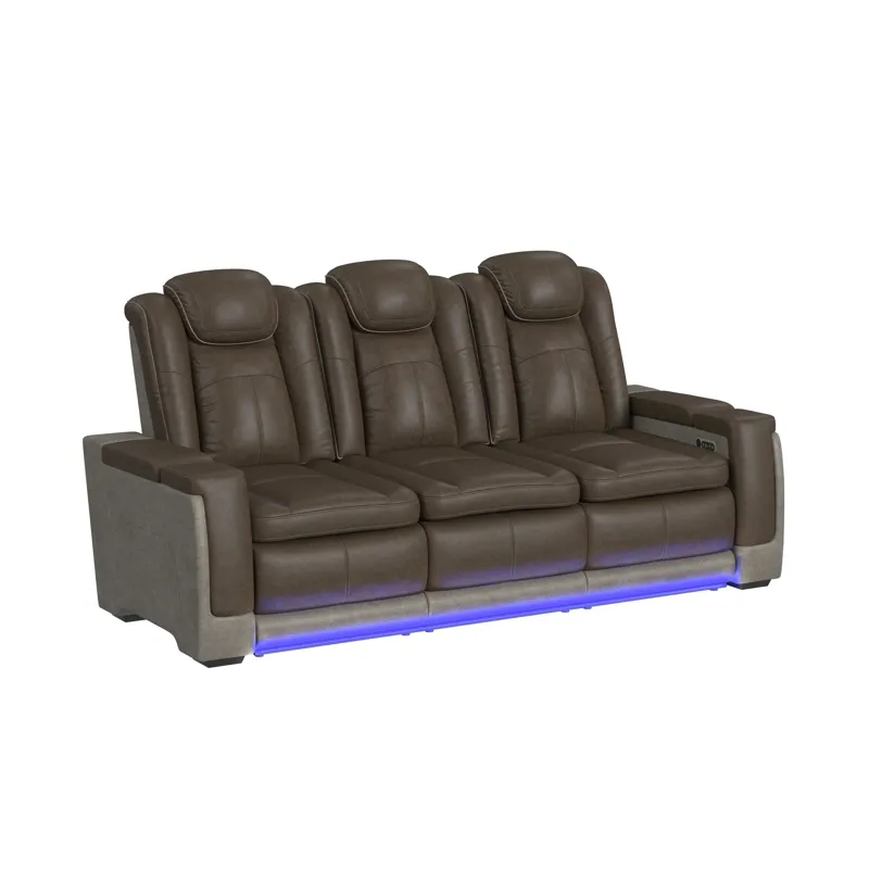 Lantana Power Motion Sofa with Power Headrest, Led, DDT, reading light and PWS in Rocky Brown/Grey