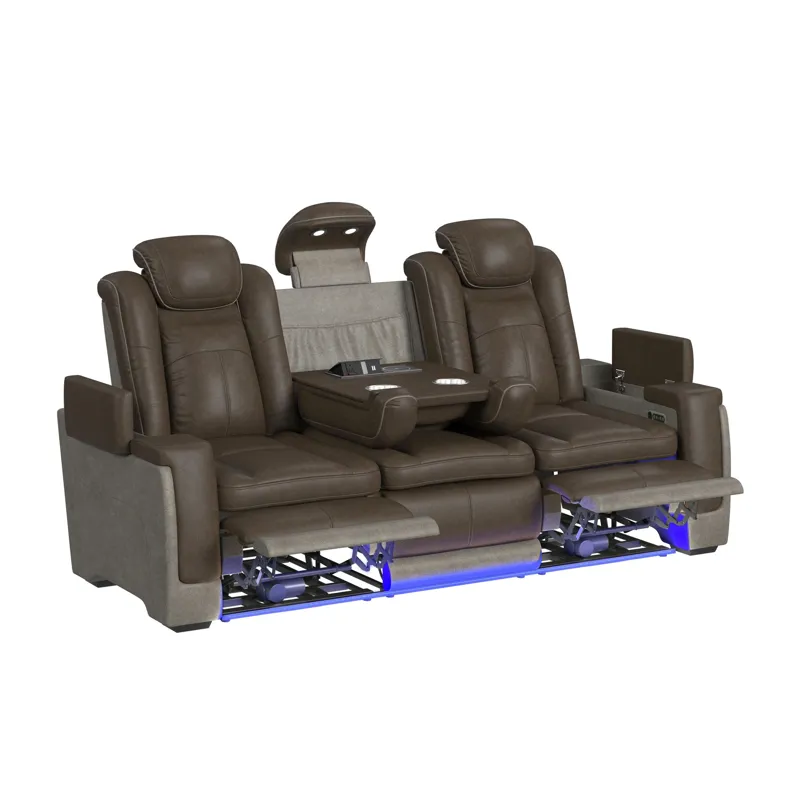 Lantana Power Motion Sofa with Power Headrest, Led, DDT, reading light and PWS in Rocky Brown/Grey