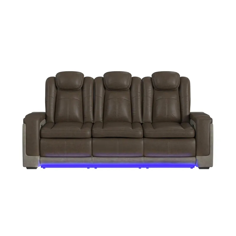 Lantana Power Motion Sofa with Power Headrest, Led, DDT, reading light and PWS in Rocky Brown/Grey