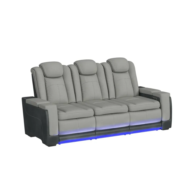 Lantana Power Motion Sofa with Power Headrest, Led, DDT, reading light and PWS in Rocky Cement/Charc