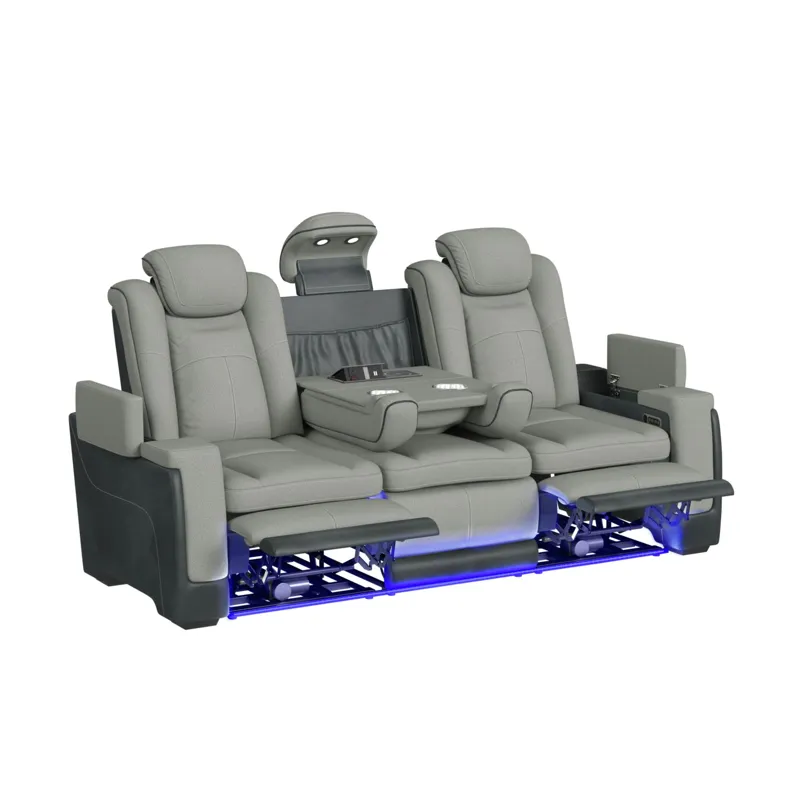 Lantana Power Motion Sofa with Power Headrest, Led, DDT, reading light and PWS in Rocky Cement/Charc