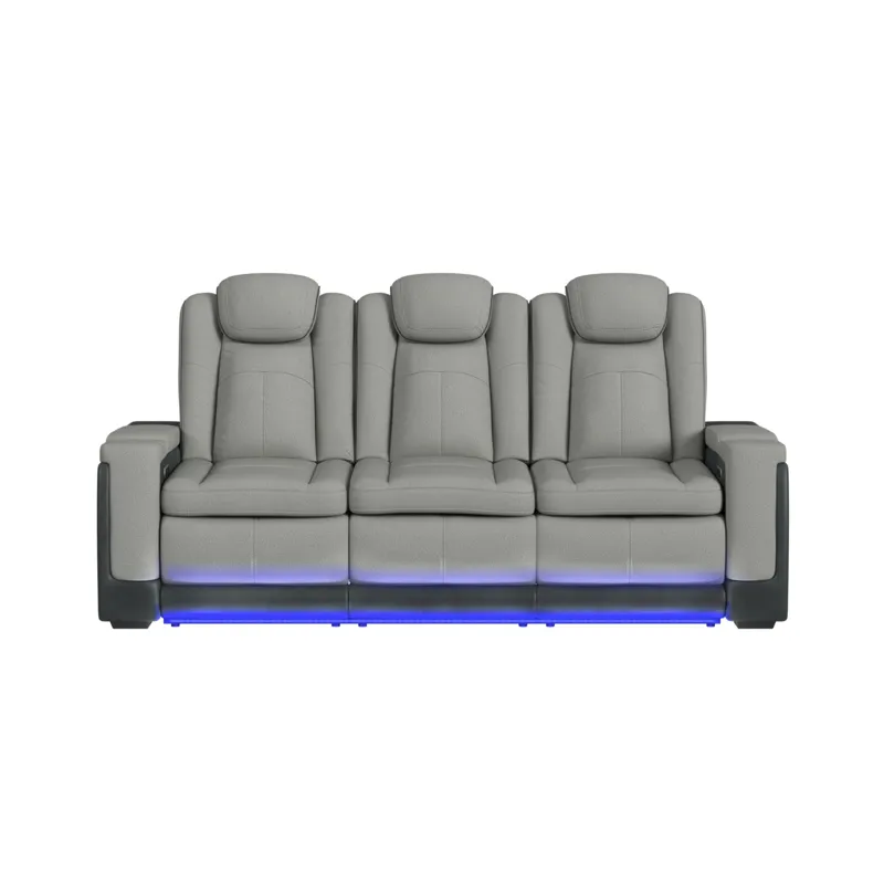 Lantana Power Motion Sofa with Power Headrest, Led, DDT, reading light and PWS in Rocky Cement/Charc