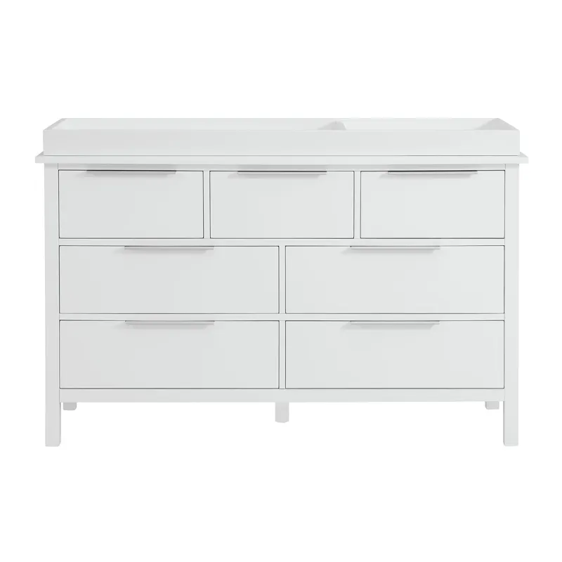 Lauren Crib and Dresser with Topper in White