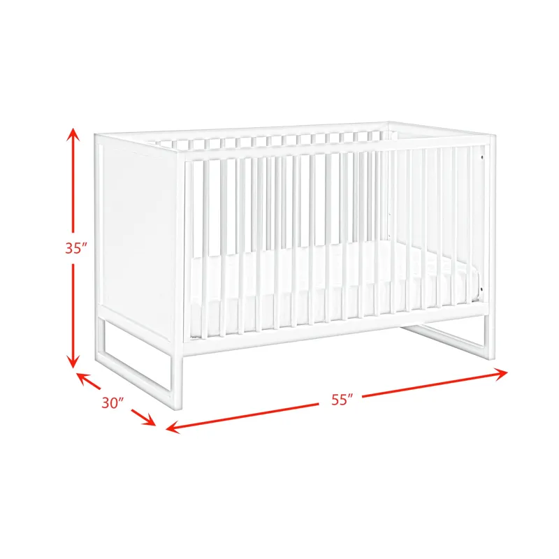 Lauren Crib and Dresser with Topper in White