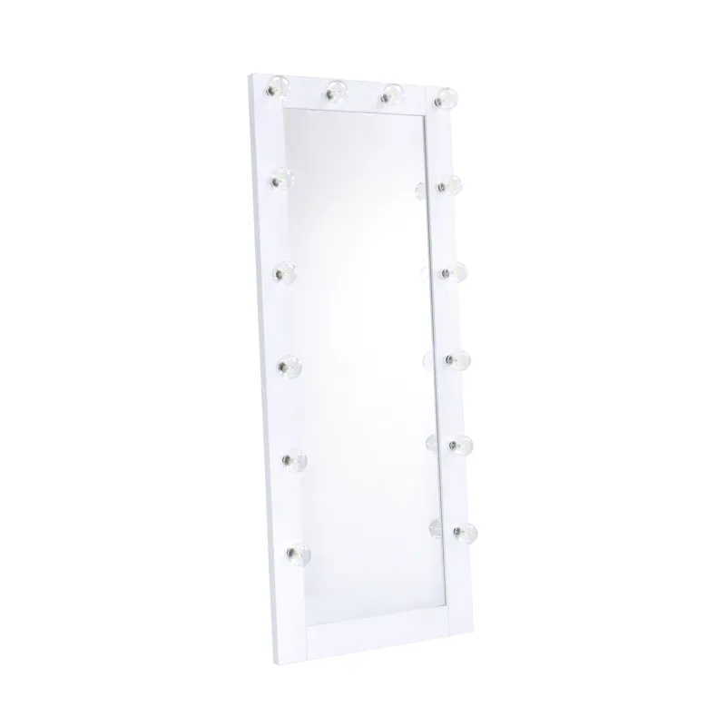 Lindy Floor Mirror with Lights in White