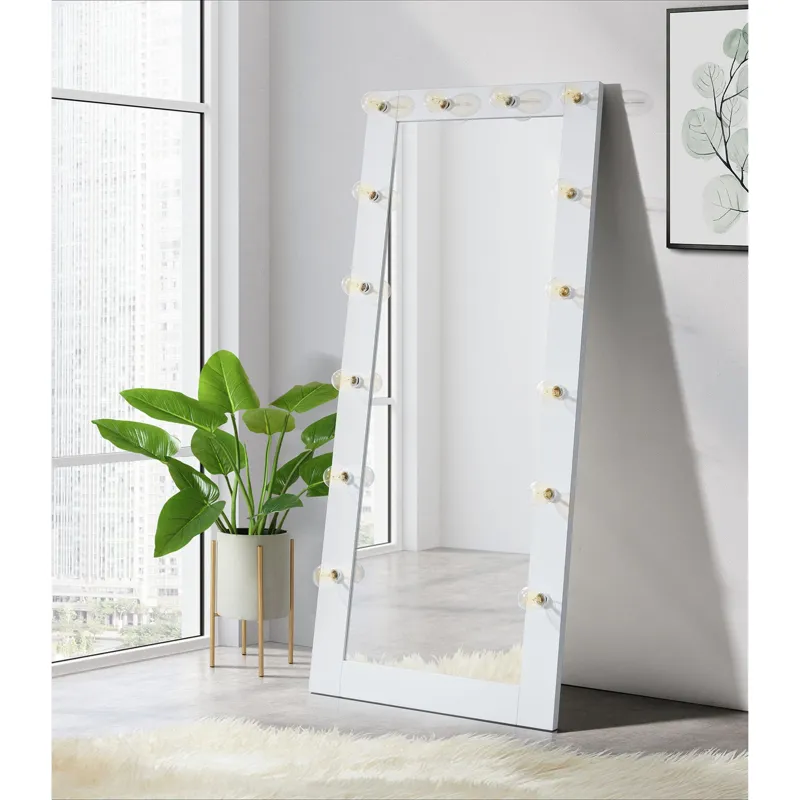 Lindy Floor Mirror with Lights in White