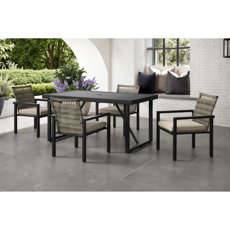 Luffy Dining Table with Parasol Hole in Black