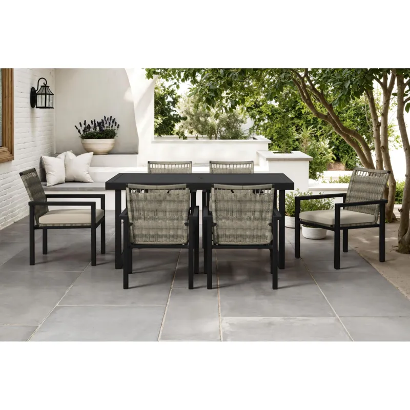 Luffy Dining Table with Parasol Hole in Black