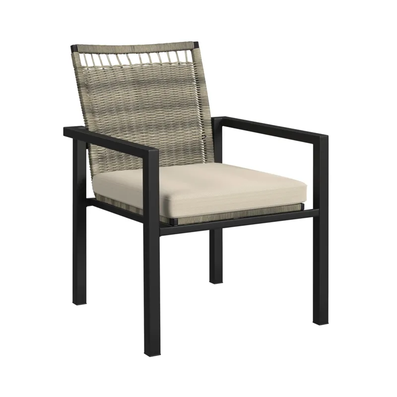 Luffy Dining Chair with Olefin Beige in Black (2 Per Carton)